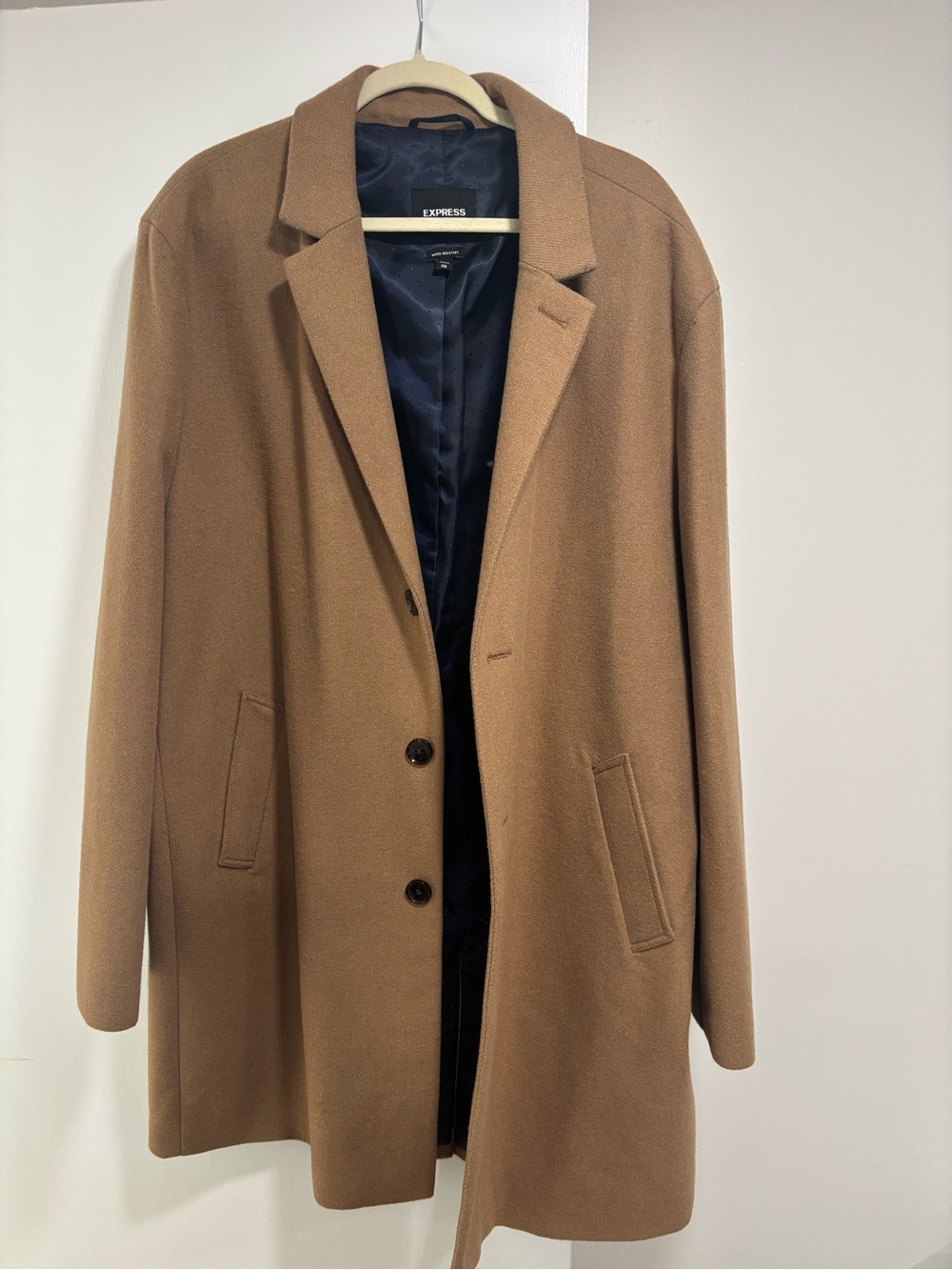 Express Men's Camel Wool-Blend Pea Coat